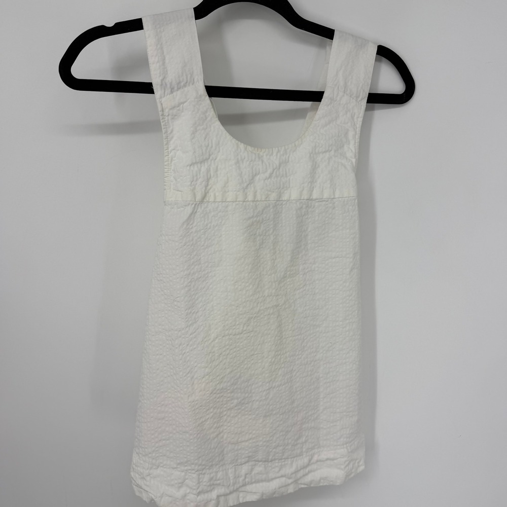 A New Day Tank Top Womens XS White Seersucker Textured Crisscross Back Cotton